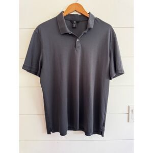 Calvin Klein Dark Gray Polo Shirt Men XL CK Logo Cotton Casual Minimal Golf Top